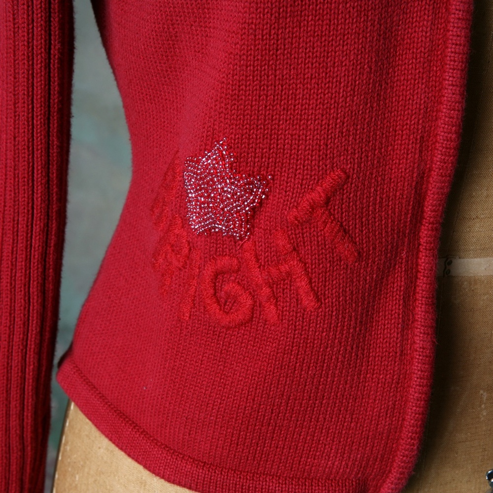 Like, Love Red Hooded Dbl Zip Sweater w/Star Sz Lg - Picture 4 of 8